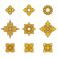 thai gold flower pattern filigree decoration vector illustration