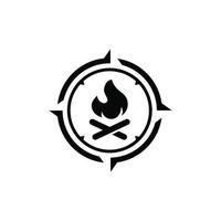 Bonfire simple flat vector. Compass vector