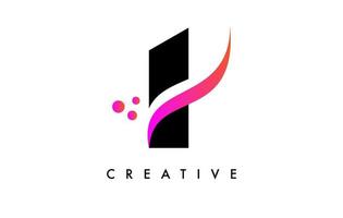 I Letter Logo Design with Elegant Creative Swoosh and Dots Vector