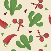 cactuses and chili pepper vector