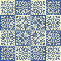 Hand drawing seamless pattern for tile in blue and yellow colors. vector