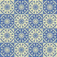Hand drawing seamless pattern for tile in blue and yellow colors. vector