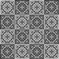 Hand drawing seamless pattern for tile in black and white colors. vector