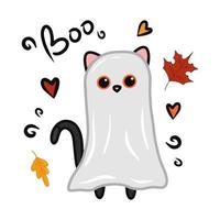 gato kawaii de halloween con ilustración de vector de disfraz