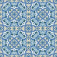 Hand drawing tile color seamless parttern. Italian majolica style vector
