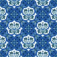 Hand drawing tile color seamless parttern. Italian majolica style vector