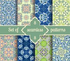 Set hand drawing tile vintage color seamless pattern. Italian majolica style vector