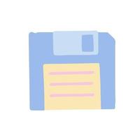 Hand-drawn cute isolated clipart illustration of y2k old floppy disc vector
