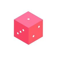 Hand-drawn cute isolated clipart illustration of pink cube dice for game vector