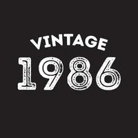 1986 vintage retro t shirt design vector black background