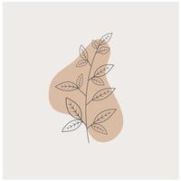 conjunto de vectores de arte de pared botánica. dibujo de arte de línea de follaje con forma abstracta. diseño de arte abstracto de plantas para impresión, portada, papel tapiz, arte de pared minimalista y natural. ilustración vectorial.