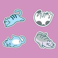 Set of four cute cat stickers vector