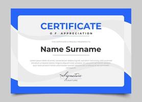 modern certificate design with blue color and modern minimalist style vector