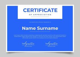 modern certificate design with blue color and modern minimalist style vector