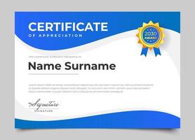 modern certificate design with blue color and modern minimalist style vector