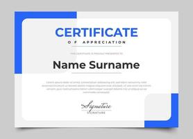 modern certificate design with blue color and modern minimalist style vector