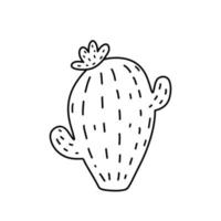 Cute cartoon cactus isolated on white background. Vector hand-drawn illustration in doodle style. Perfect for cards, logo, decorations, various designs. Botanical clipart.