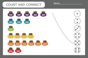 Counting Game for Preschool Children.  Count how many  school supplies vector