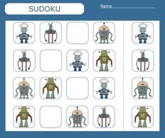 mosaico de sudoku para niños. cuadrado mágico. juego de rompecabezas de lógica. ilustración vectorial vector
