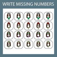 The task is to write in the lost numbers from 1 to 20. Educational exercises for preschool children vector