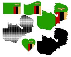 Map of Zambia and the different types of characters on a white background vector