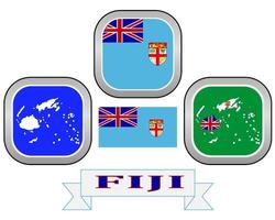 map button flag and symbol of Fiji on a white background vector