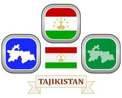 map button flag and symbol of Tajikistan on a white background vector