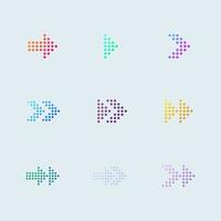 Arrow signs collection in gradient colors. Direction symbol set. vector