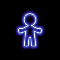 A simple neon blue human contour on a black background. vector