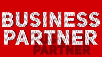 partenaires commerciaux lettre 3d tombant sur le sol rouge, introduction de la présentation du profil de l'entreprise, rendu 3d video