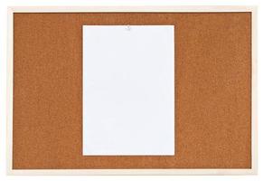 one sheet of paper on bulletin cork board photo