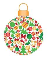 Christmas ball pattern, design element, vertical banner. Christmas bauble made of decoration elements new year. for a postcard, for a flyer, for advertising, concept idea. vector