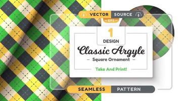 Argyle Seamless Pattern, Fabric Texture Background, Textile Wallpaper vector