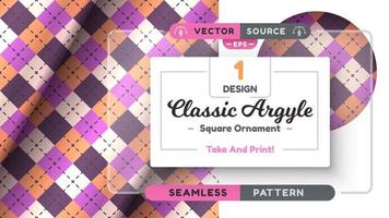 Argyle Seamless Pattern, Fabric Texture Background, Textile Wallpaper vector