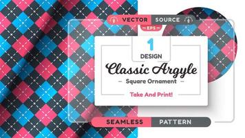 Argyle Seamless Pattern, Fabric Texture Background, Textile Wallpaper vector