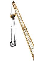 crane boom with lifting hooks isolated on white photo