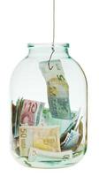 get out saving euro money from glass jar photo