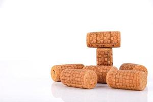 Wine corks isolated on white background. Copyspace photo