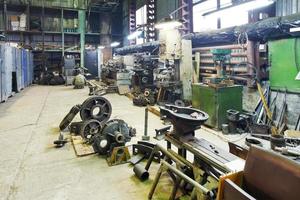 turnery mechanical workshop with lathes and parts photo