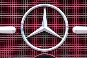 Minsk, Belarus - January 21, 2021 - Logo Mercedes-Benz - German car manufacturer. The brand is used for luxury cars, buses, touring buses and trucks. photo