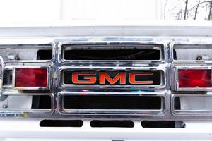 Moscow, Russia - February 15, 2021. View of a GMC Truck or Pickup with Front Grille photo