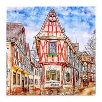 Braubach Germany Watercolor sketch hand drawn illustration vector