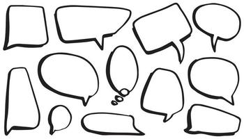 Hand drawn set of speech bubbles isolated . Doodle set element. Vector illustration.