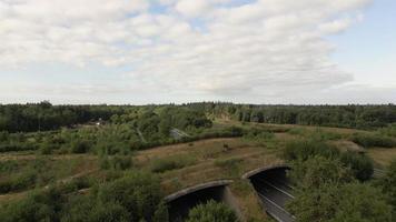 Aerial view of farm land with fields and trees video