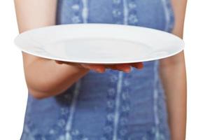 empty white plate on hand photo