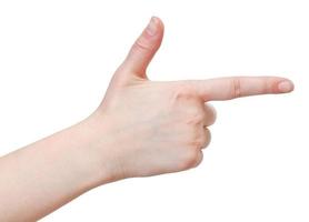 side view of finger handgun - hand gesture photo