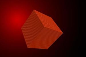 cubo naranja 3d en espacio rojo oscuro foto