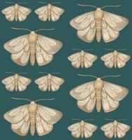 EMERALD VECTOR SEAMLESS PATTERN WITH WATERCOLOR MOTHS