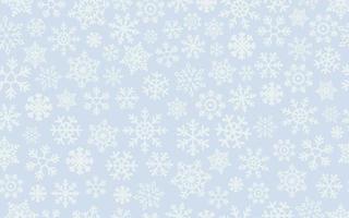 Light Snowflakes on Blue background. Vector Seamless Pattern for Continuous replicate. Christmas falling Snowflake on Blue backdrop. Concept of winter holiday.