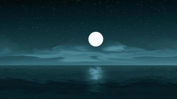 Silent night in ocean illustration. photo